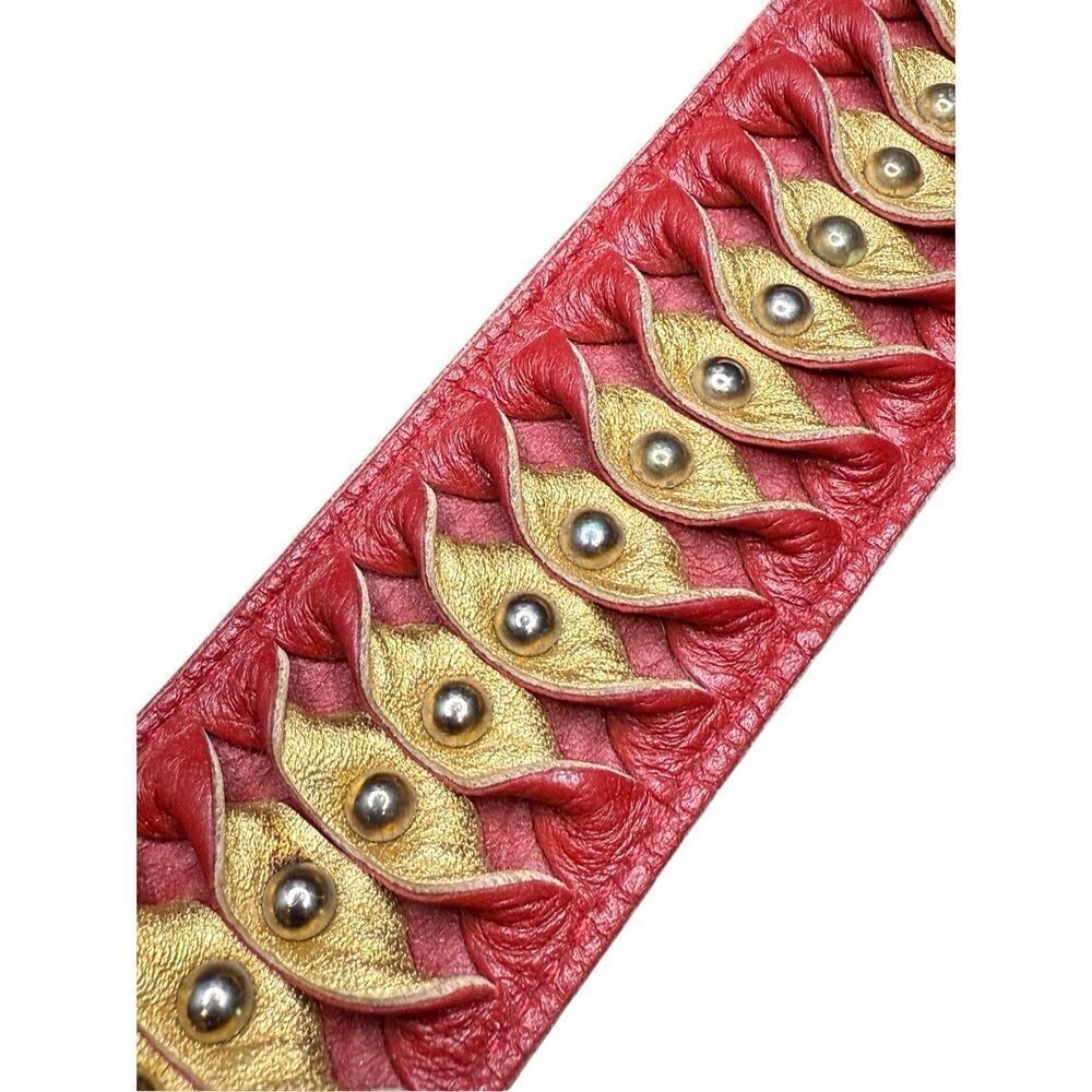 Boutique leather red and gold wrap bracelet